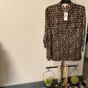 Michael Kors Dark Camel Blouse / Leopard/ Cheetah